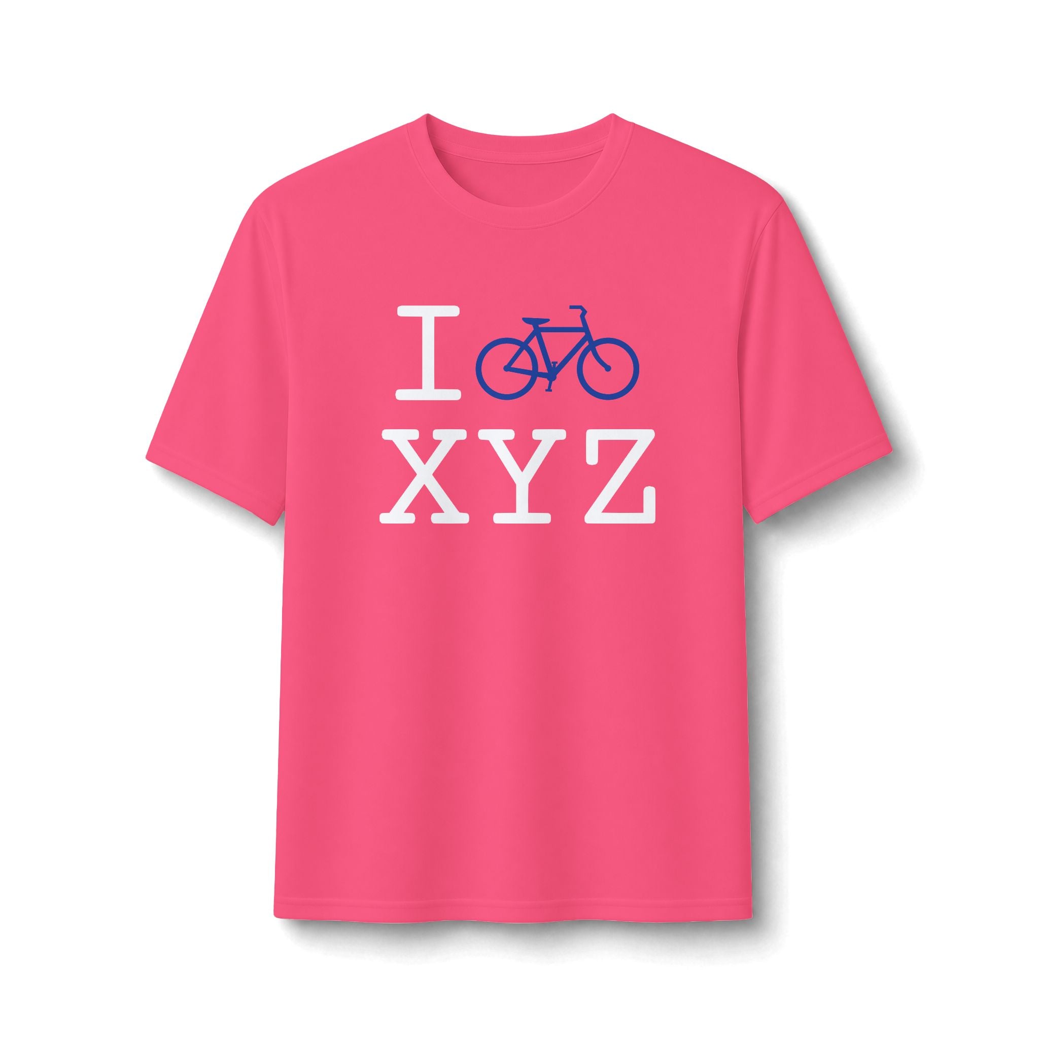 "I Bike ___" athletic T, blue bike