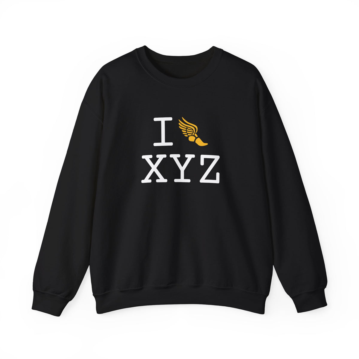 I Run sweatshirt, yellow logo