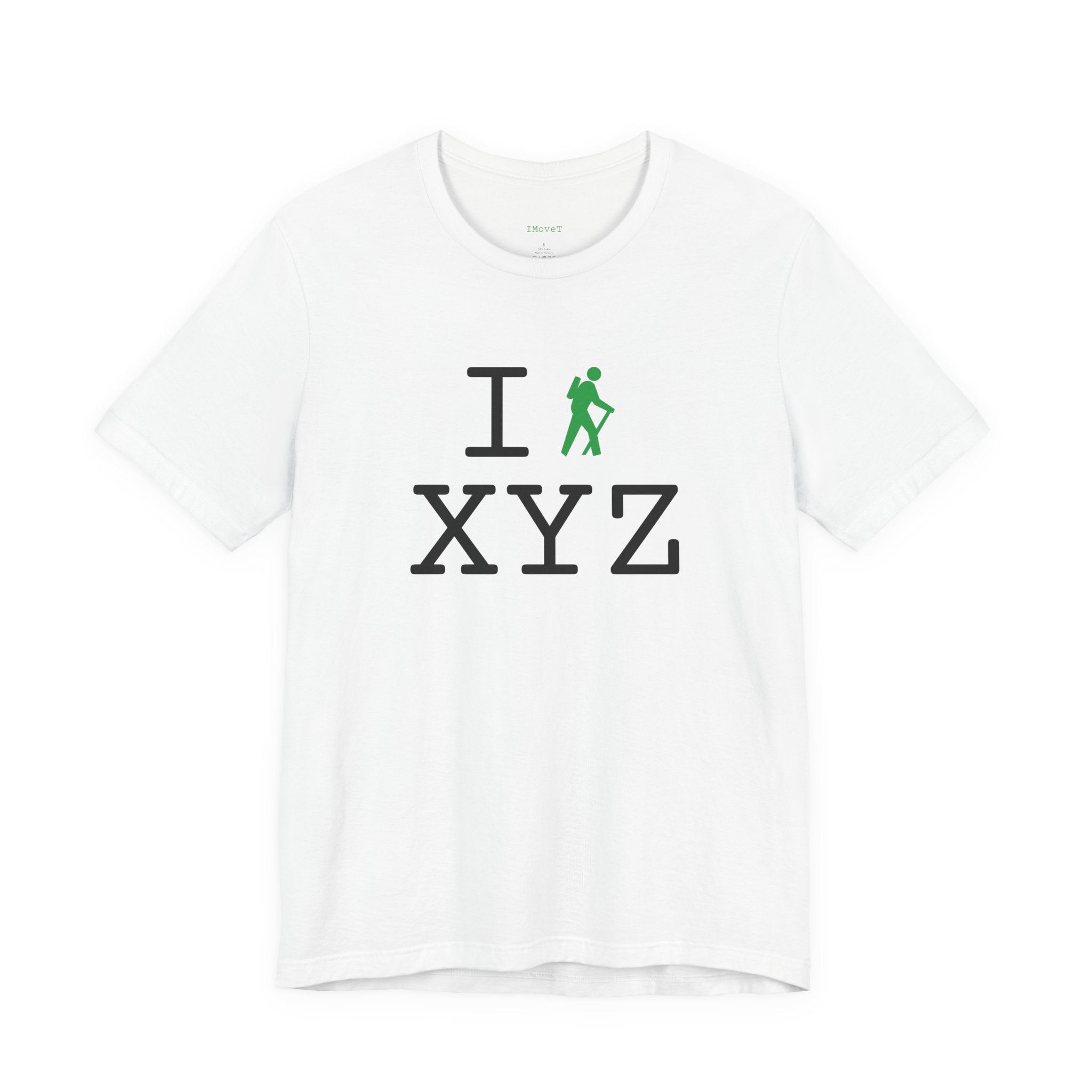 I Hike ___ unisex T, green hiker