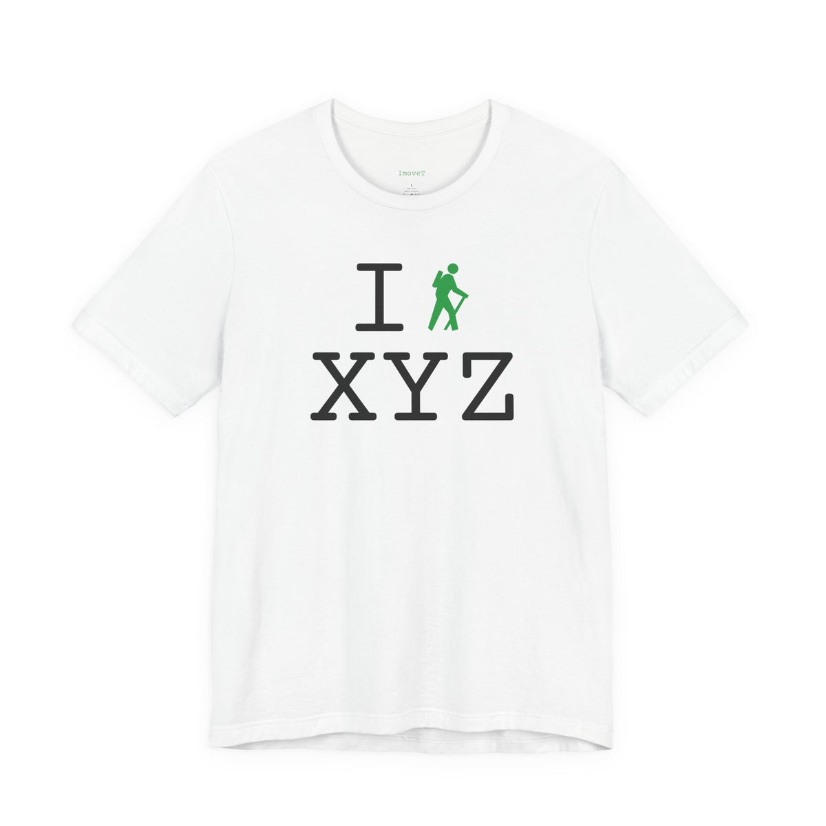 I Hike unisex T, green hiker