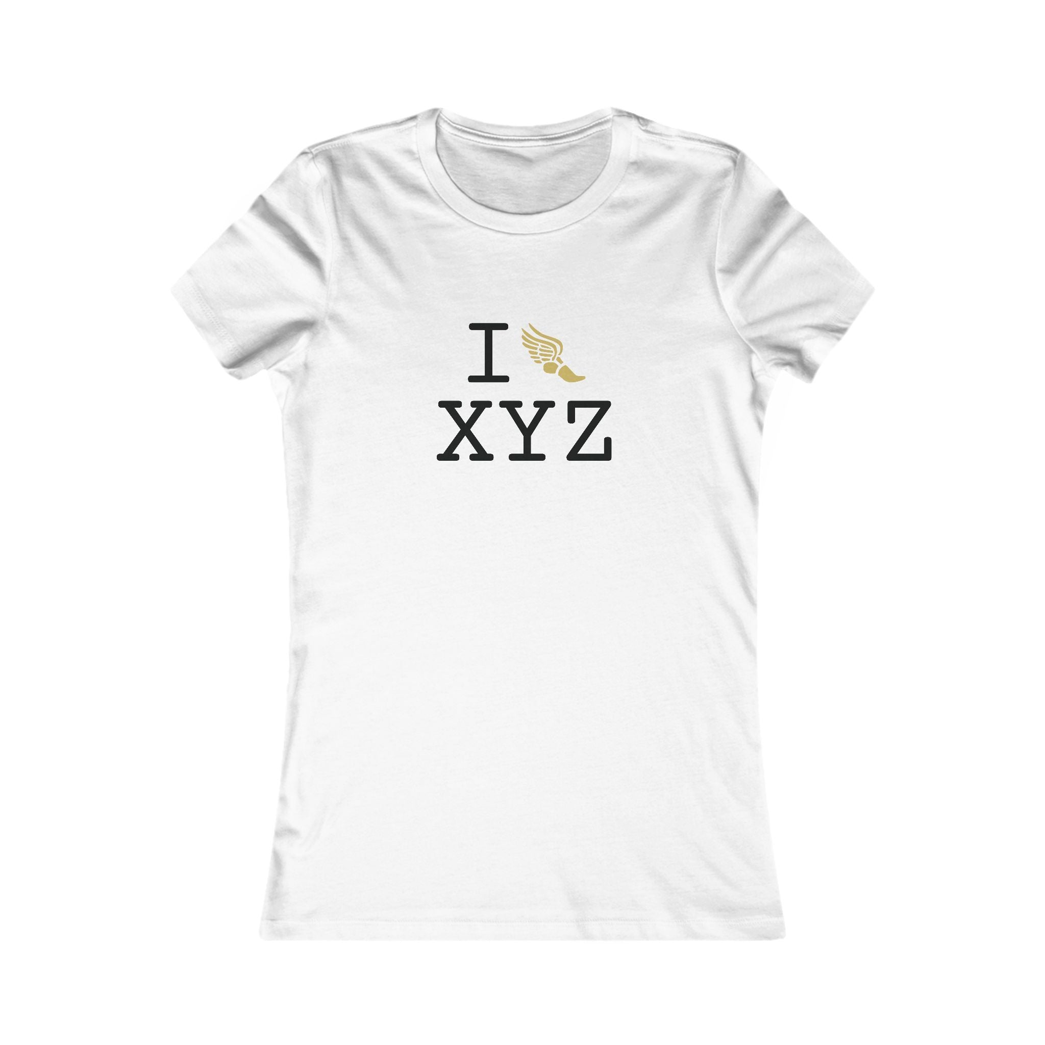 I Run ___ women's T, gold logo