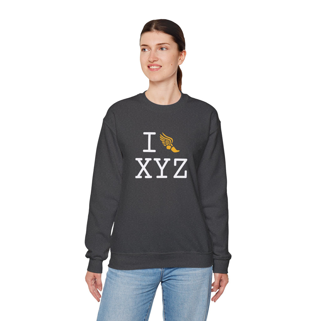 I Run sweatshirt, yellow logo