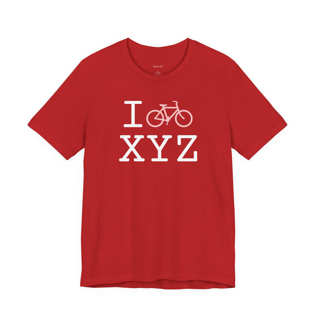 I Bike unisex T, pink bike