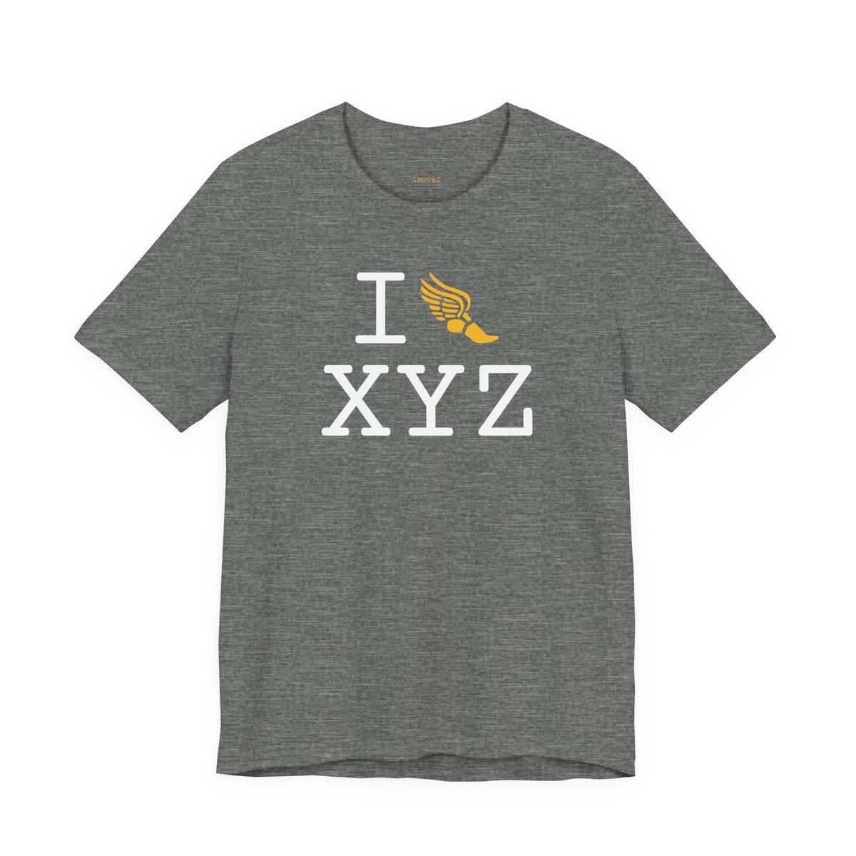 I Run unisex T, yellow logo