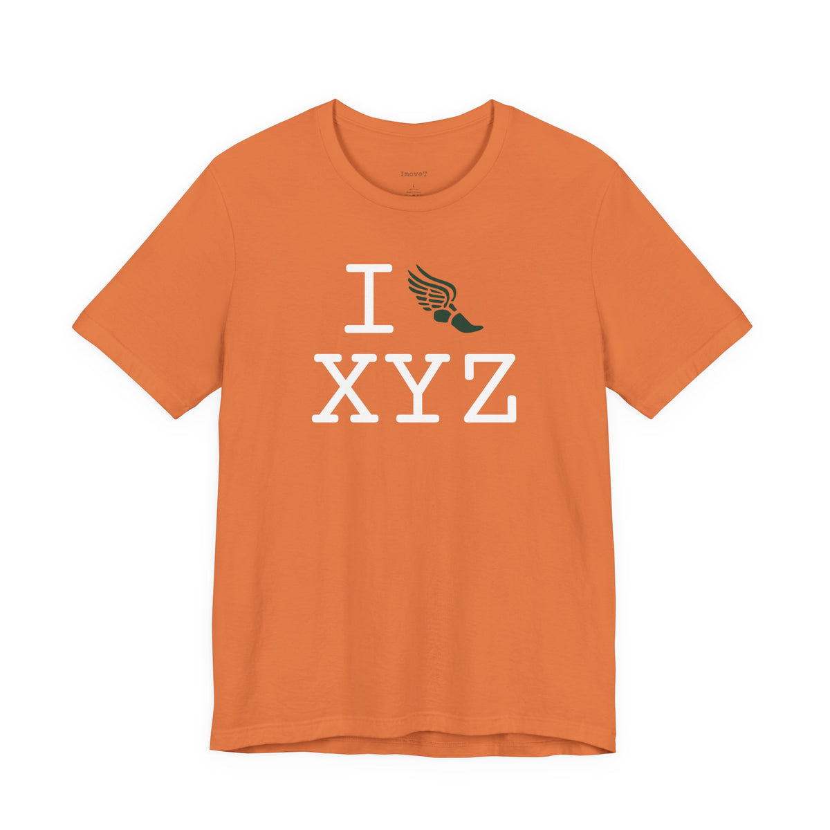 I Run unisex T, dark green logo