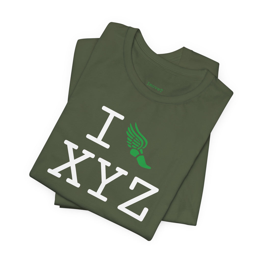 I Run unisex T, green logo