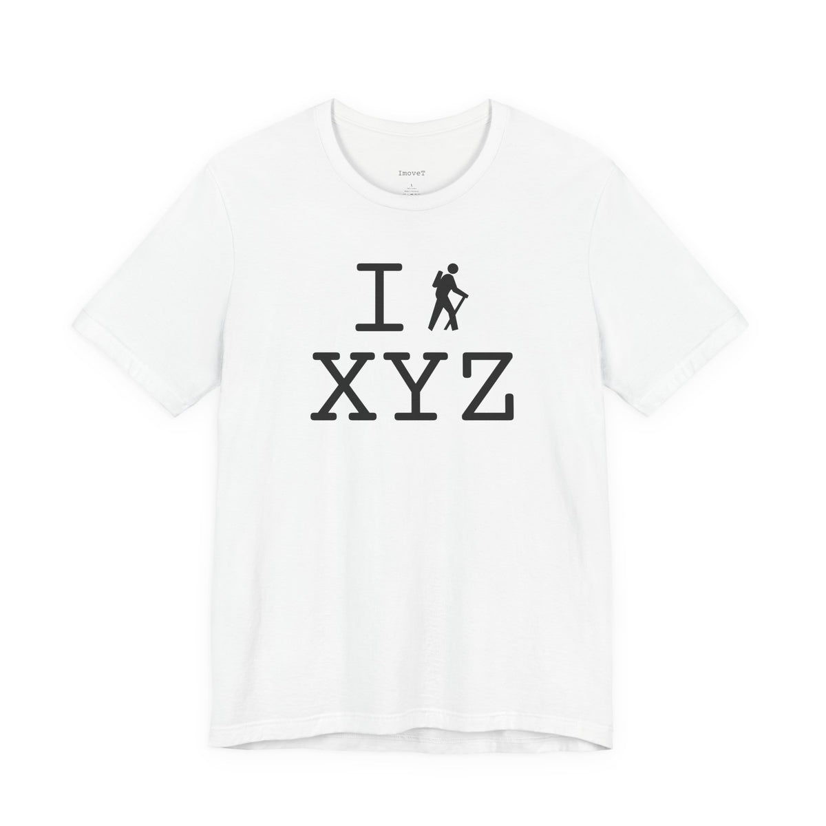 I Hike unisex T, black hiker