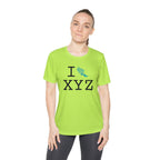 I Run women's athletic T, teal logo