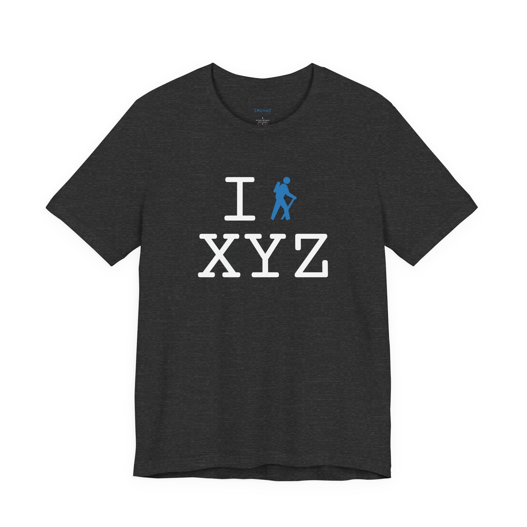 I Hike ___ unisex T, light blue hiker