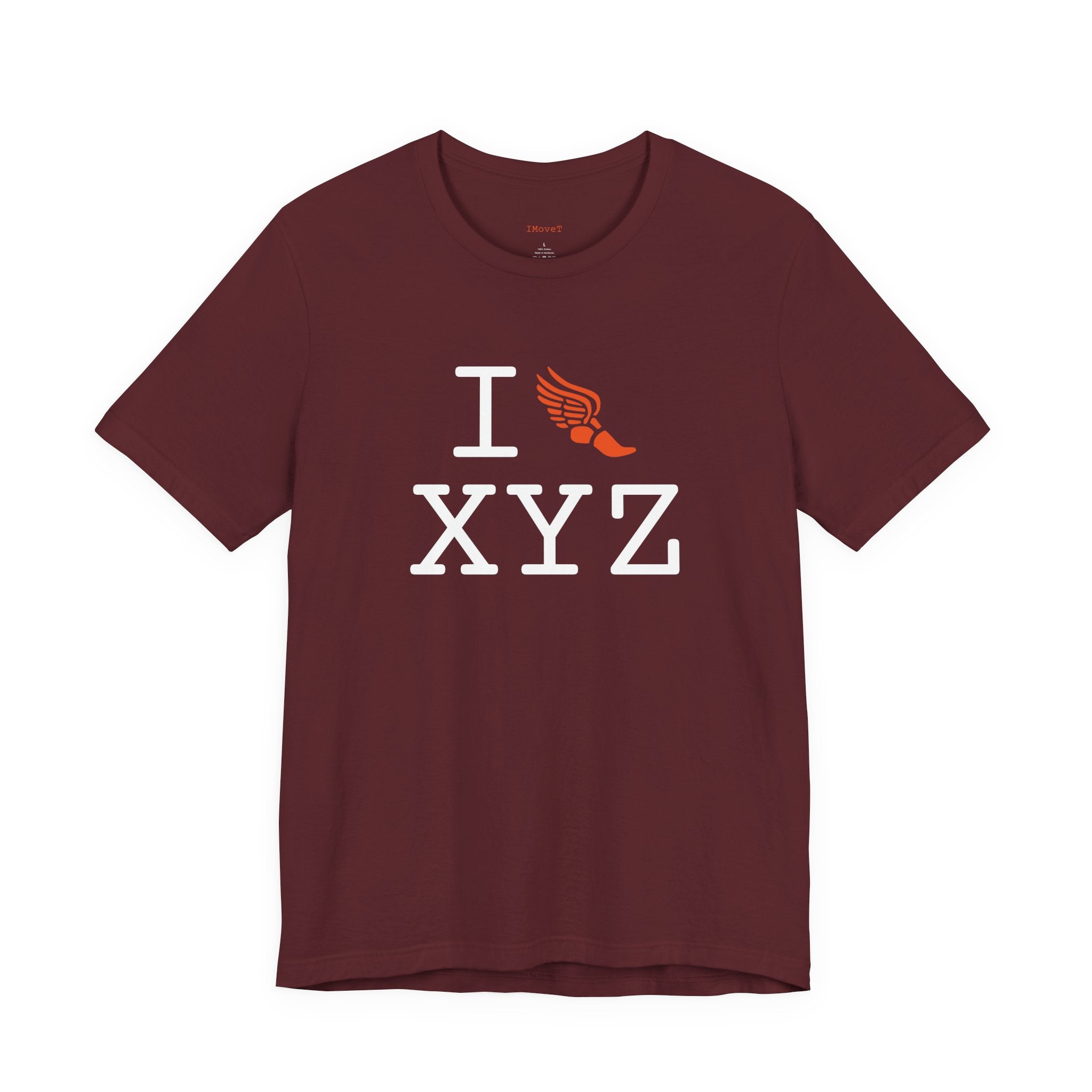 I Run ___ unisex T, orange logo