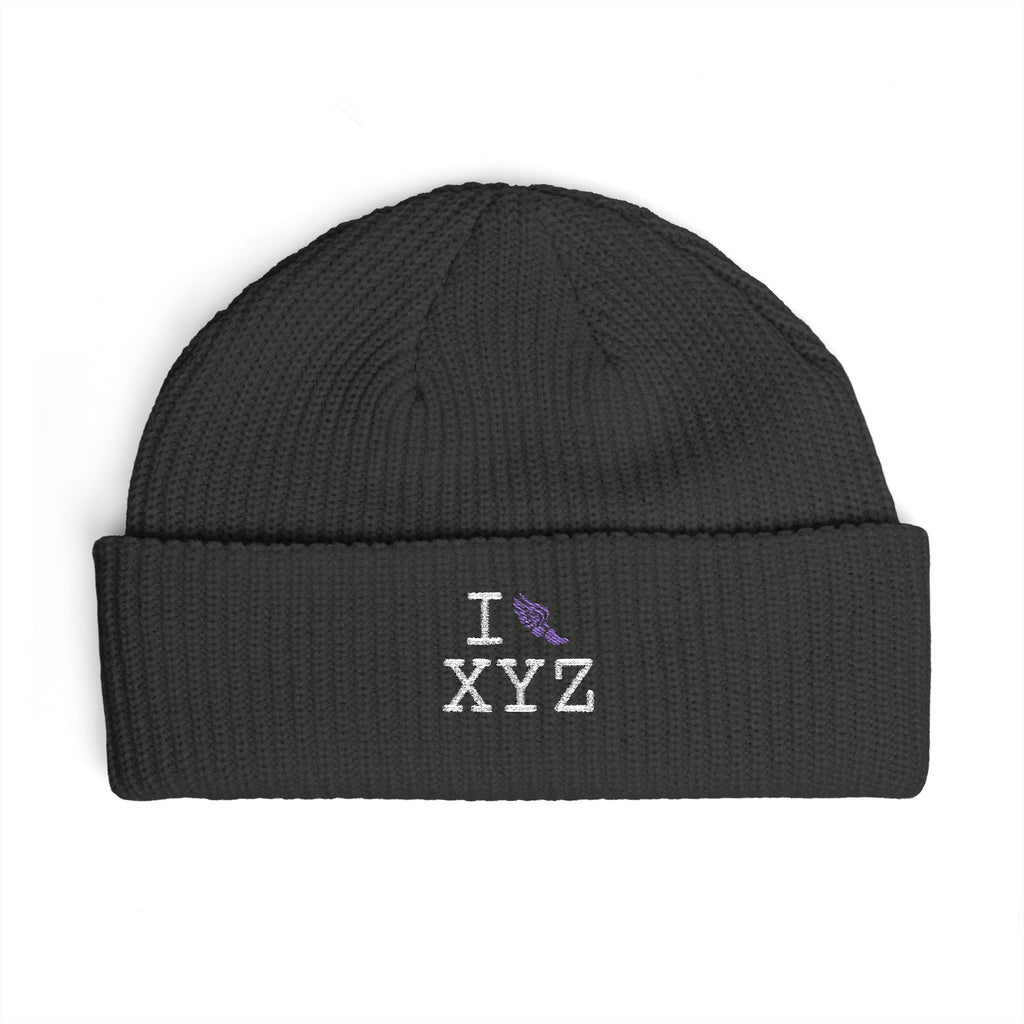 I Run beanie, purple logo
