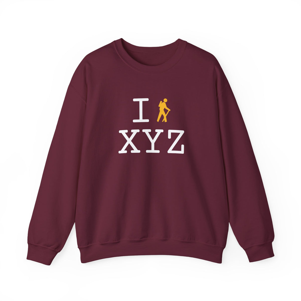 I Hike sweatshirt, yellow hiker