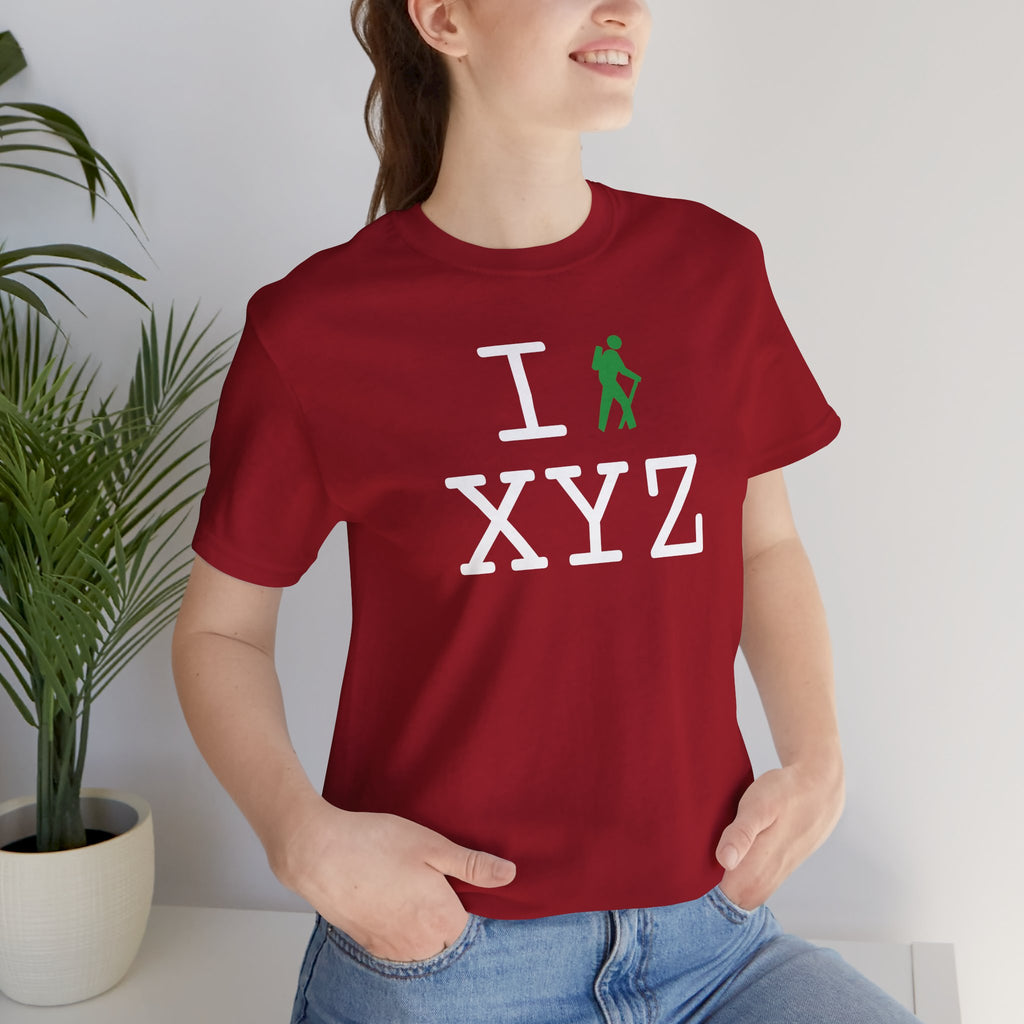 I Hike unisex T, green hiker