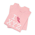 I Run unisex T, hot pink logo