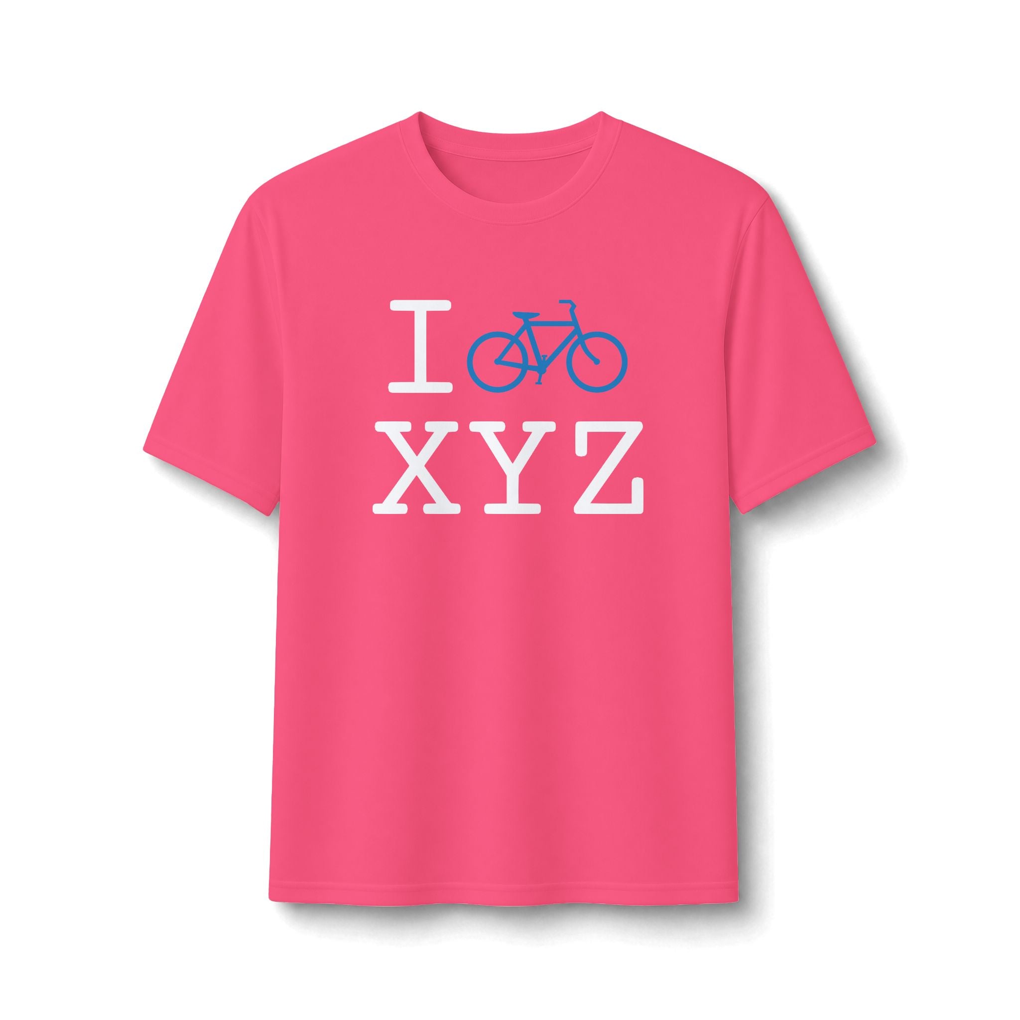 "I Bike ___" athletic T, light blue bike