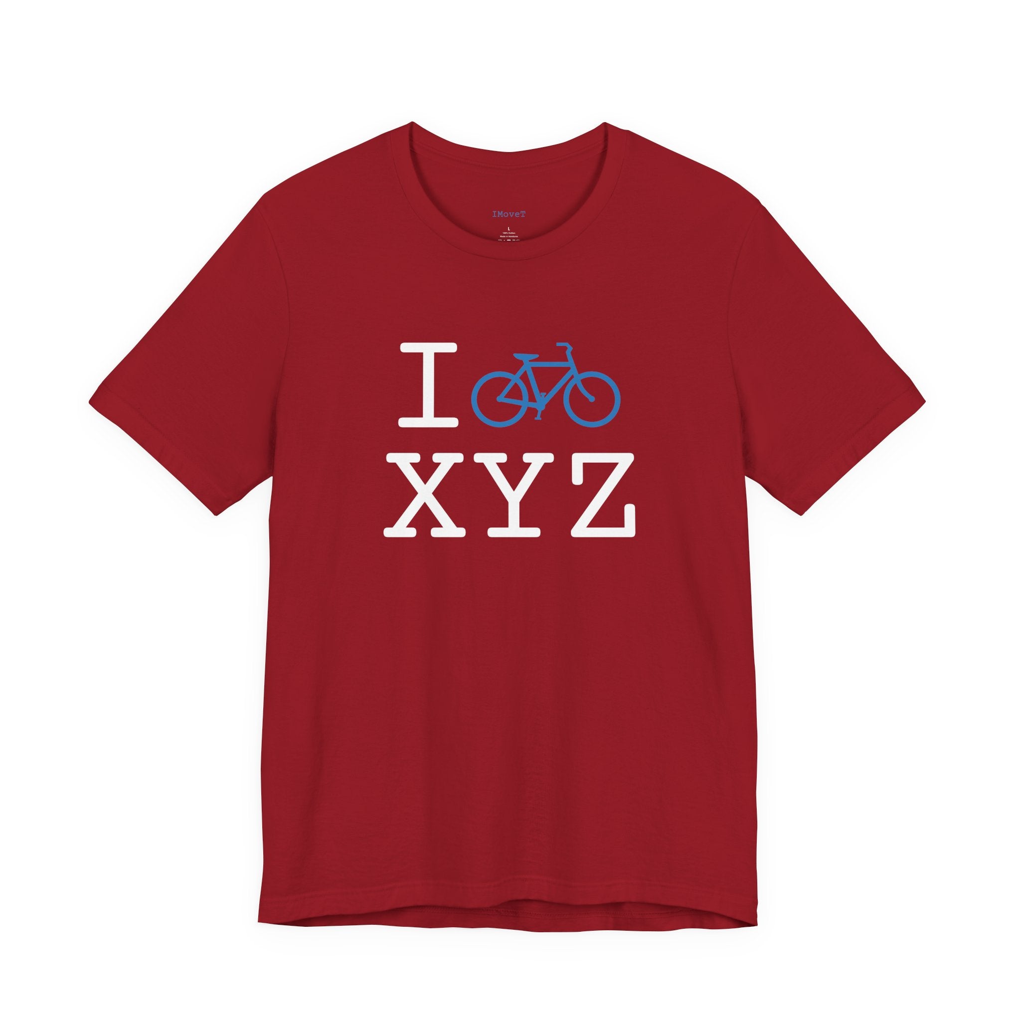 I Bike ___ unisex T, light blue bike