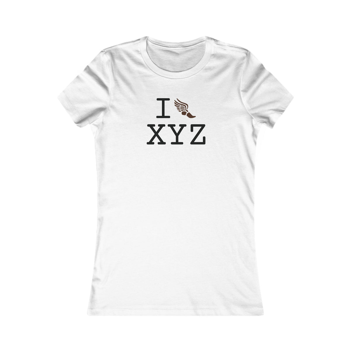 I Run women's T, brown logo