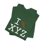 I Run unisex T, dark orange logo