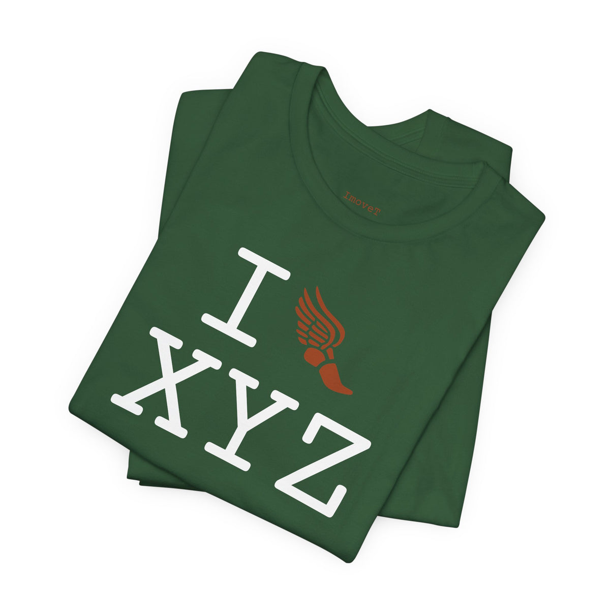 I Run unisex T, dark orange logo