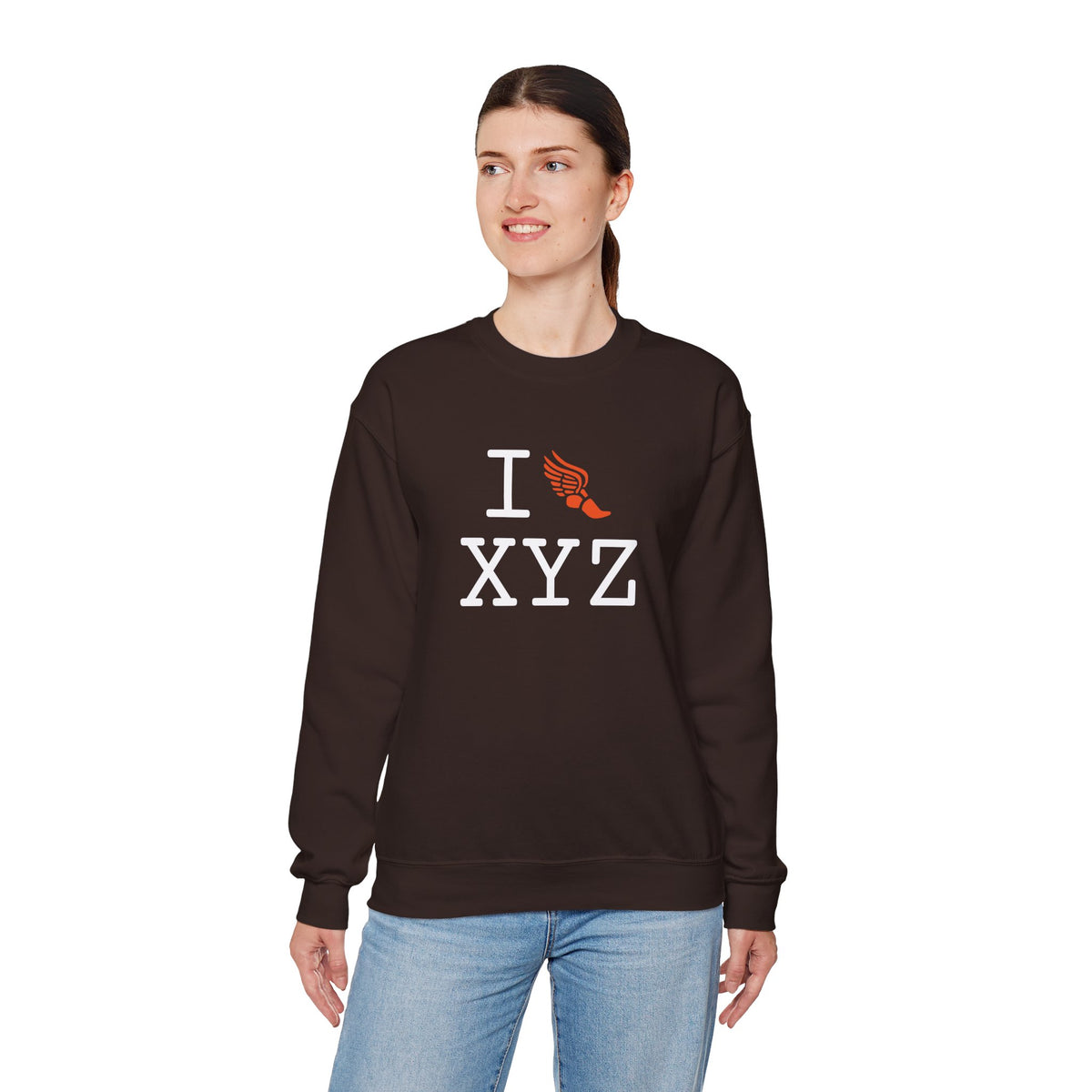 I Run sweatshirt, orange logo