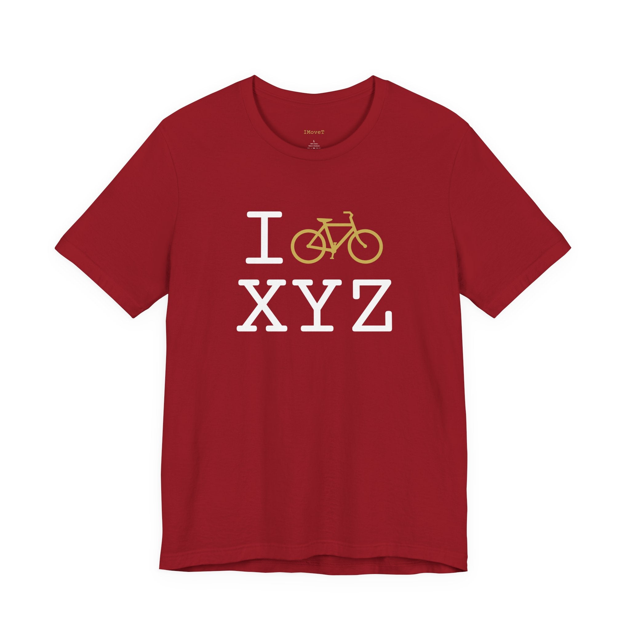 I Bike ___ unisex T, gold bike