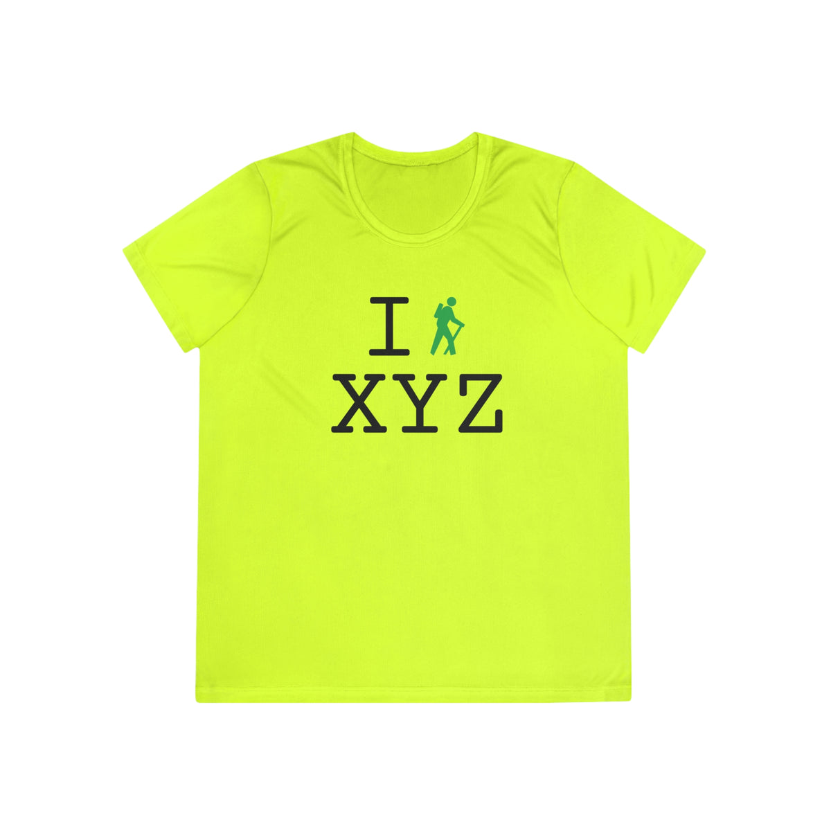 I Hike women's athletic T, green hiker
