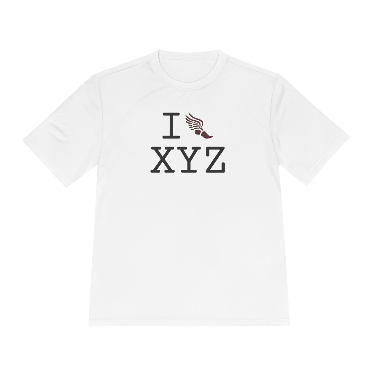 I Run athletic T, maroon logo