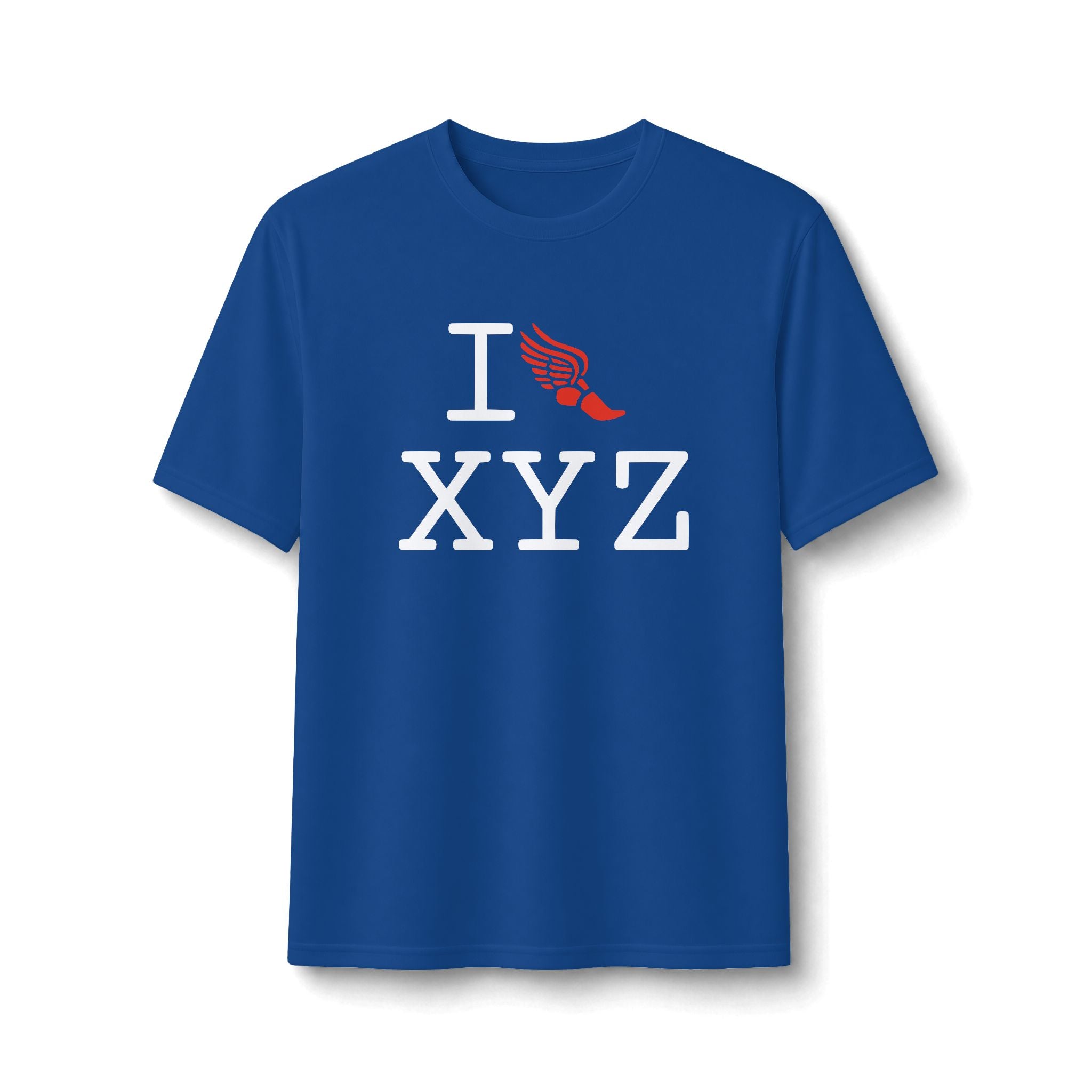 I Run ___ athletic T, red logo