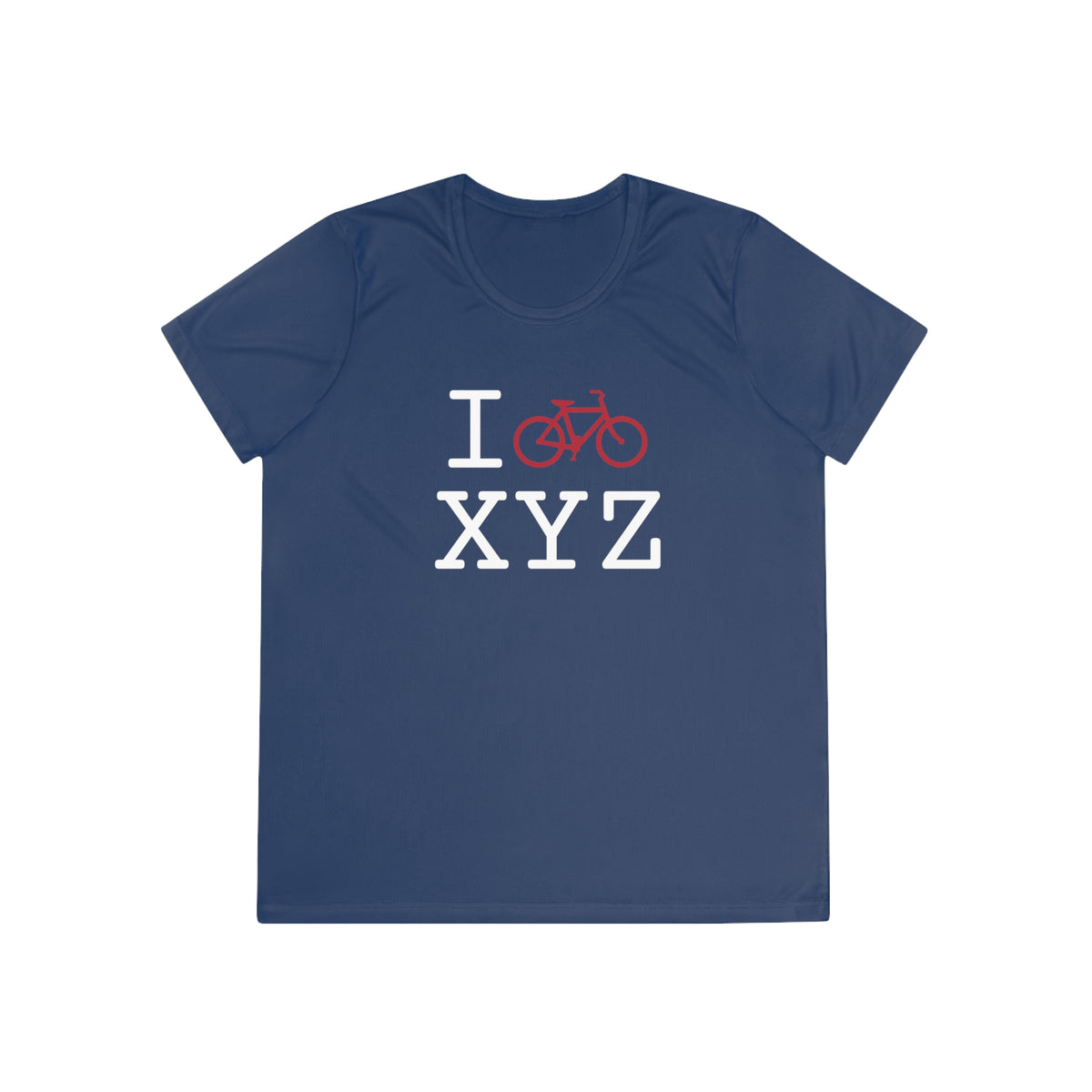 I Bike women's athletic T, crimson bike
