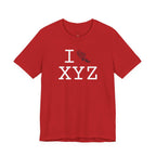 I Run unisex T, maroon logo