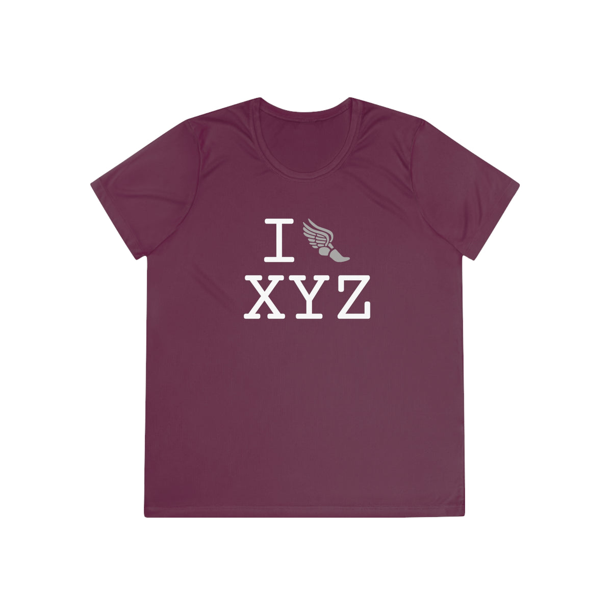 I Run women's athletic T, grey logo