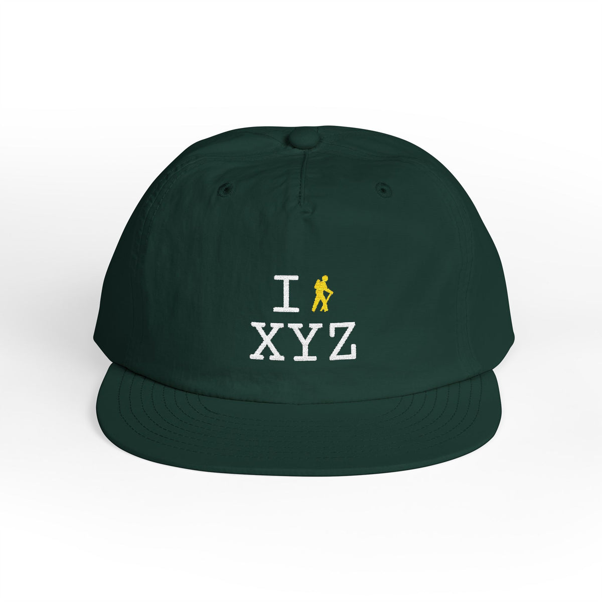 I Hike athletic hat, yellow hiker