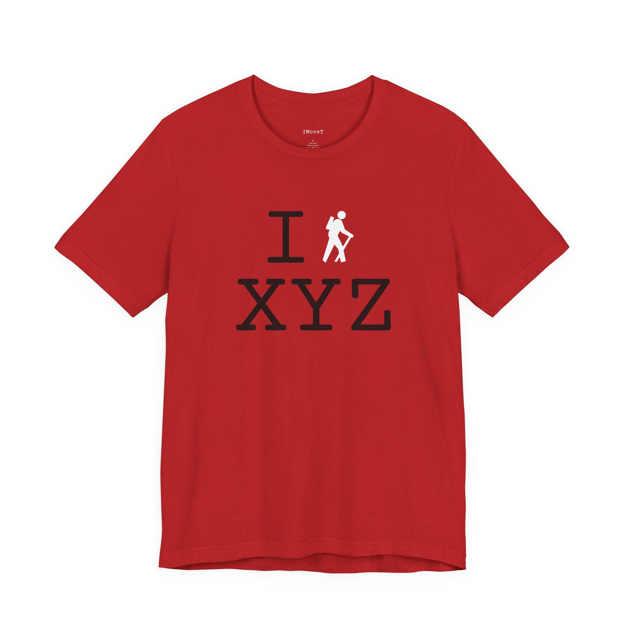 I Hike ___ unisex T, white hiker