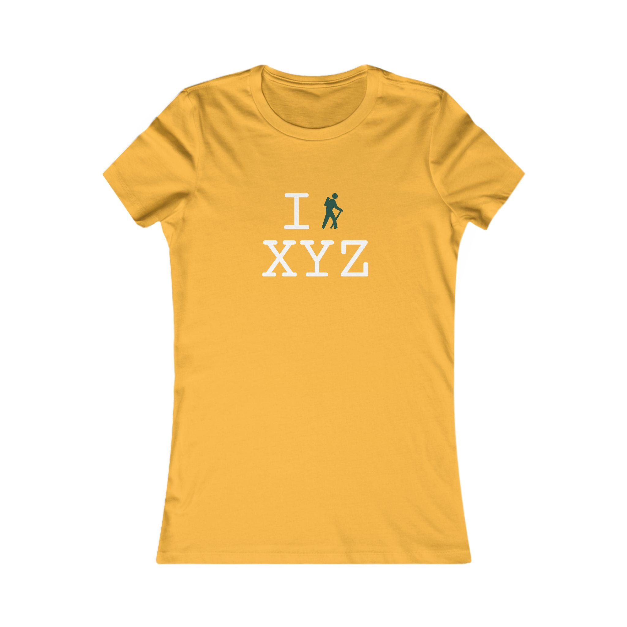 "I Hike ___" women's T, dark green hiker