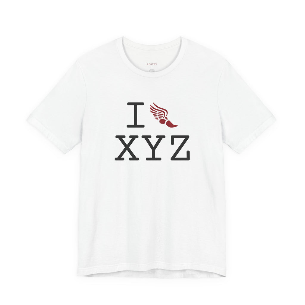 I Run ___ unisex T, crimson logo
