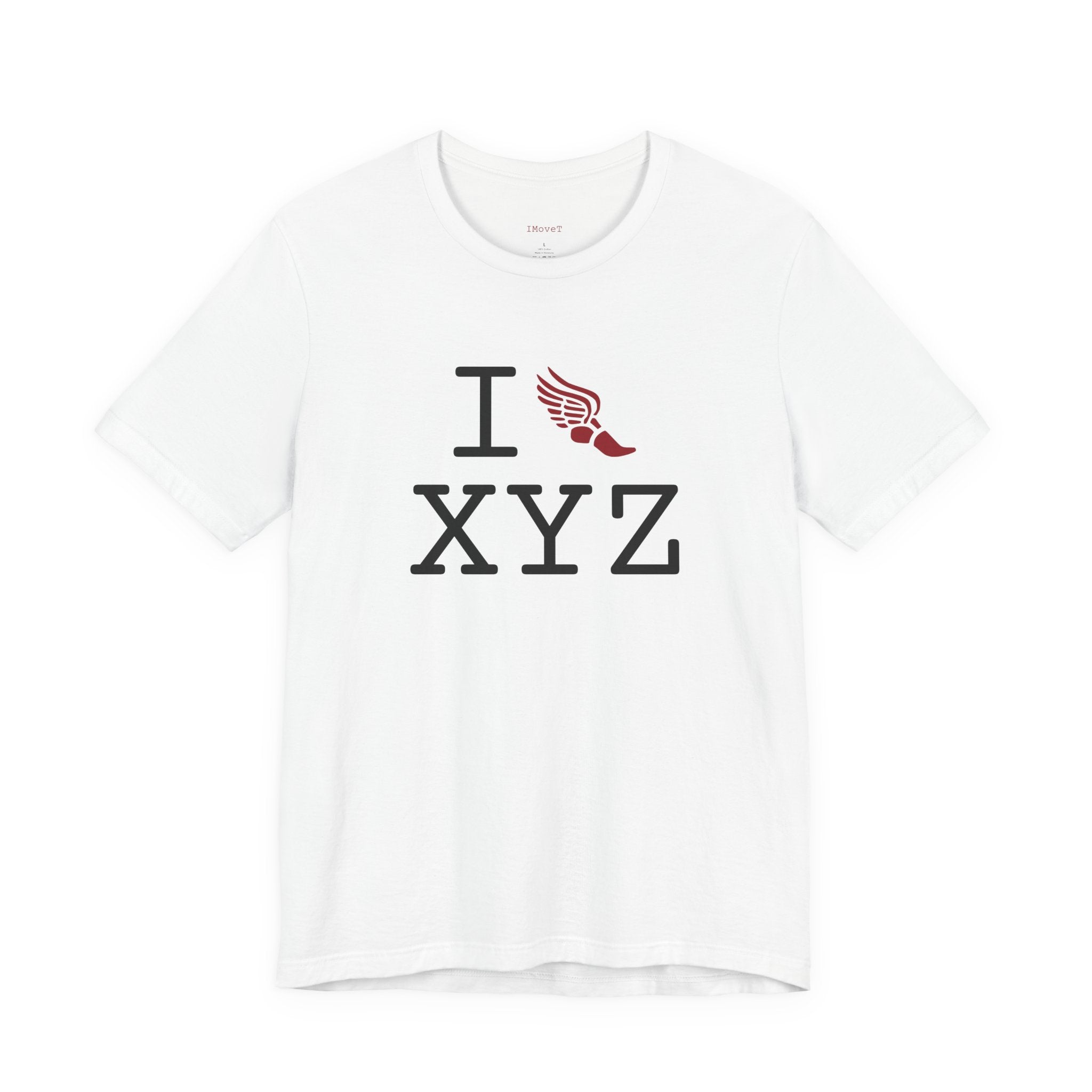 I Run ___ unisex T, crimson logo