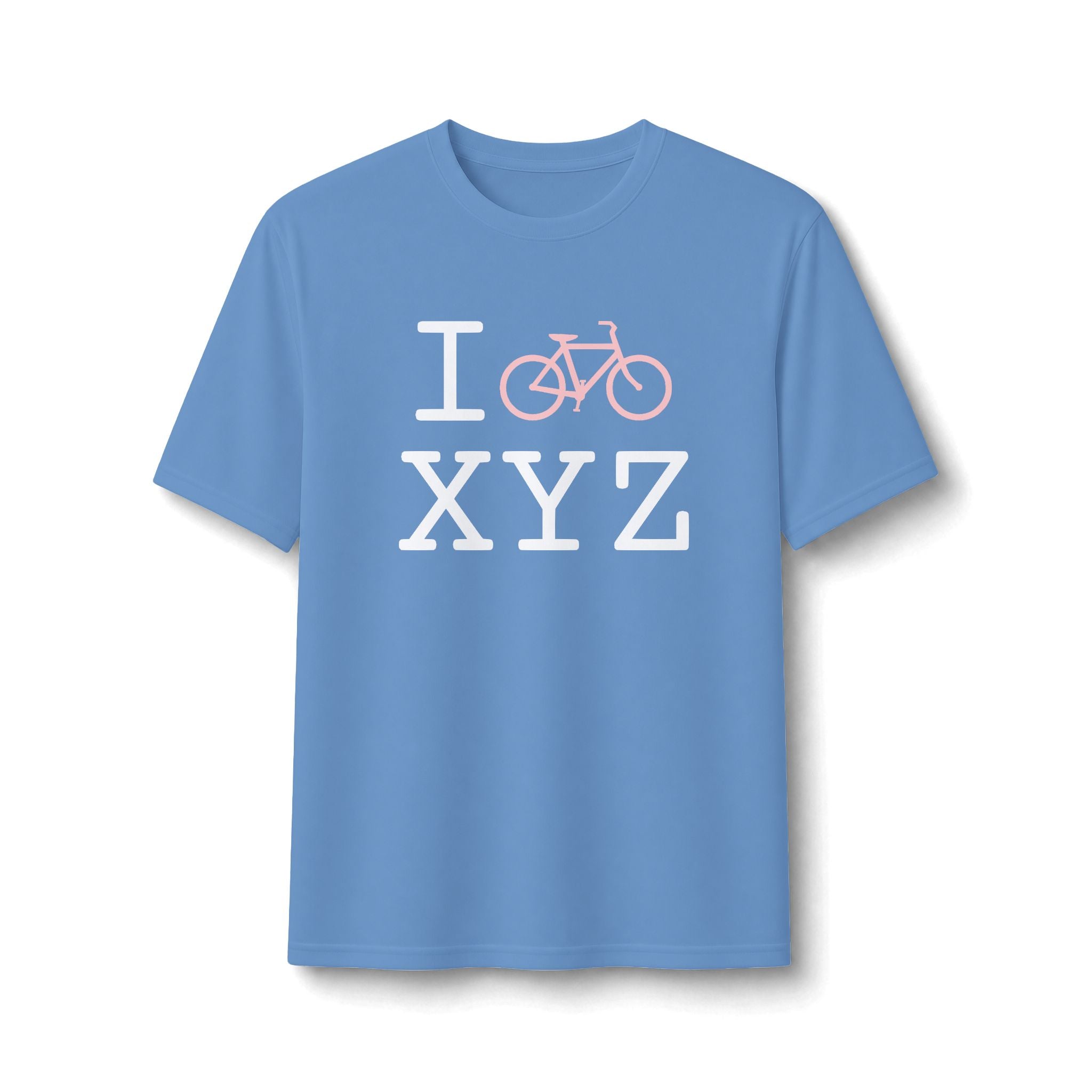 "I Bike ___" athletic T, pink bike