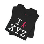 I Hike unisex T, hot pink hiker