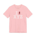 I Hike unisex T, crimson hiker