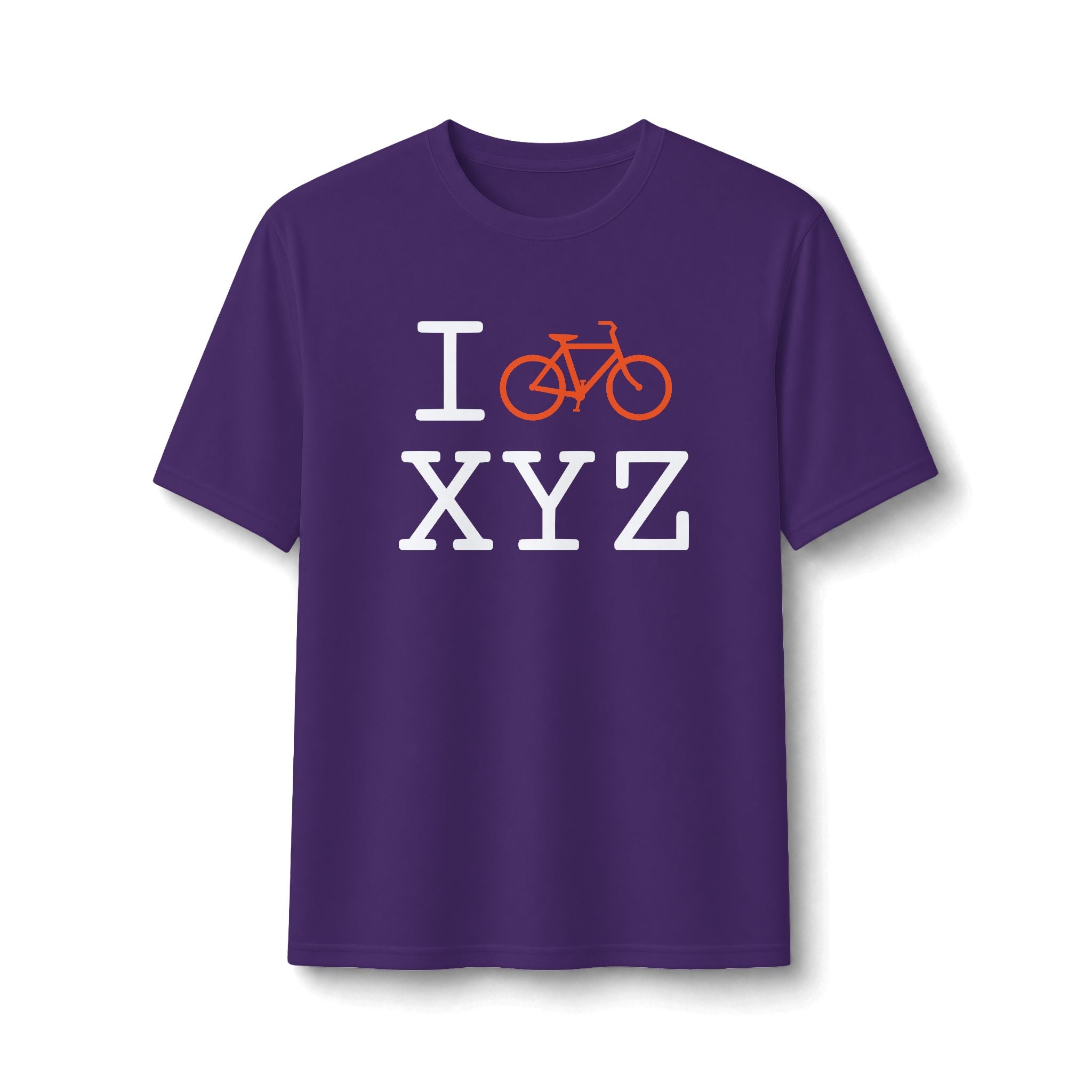 "I Bike ___" athletic T, orange bike