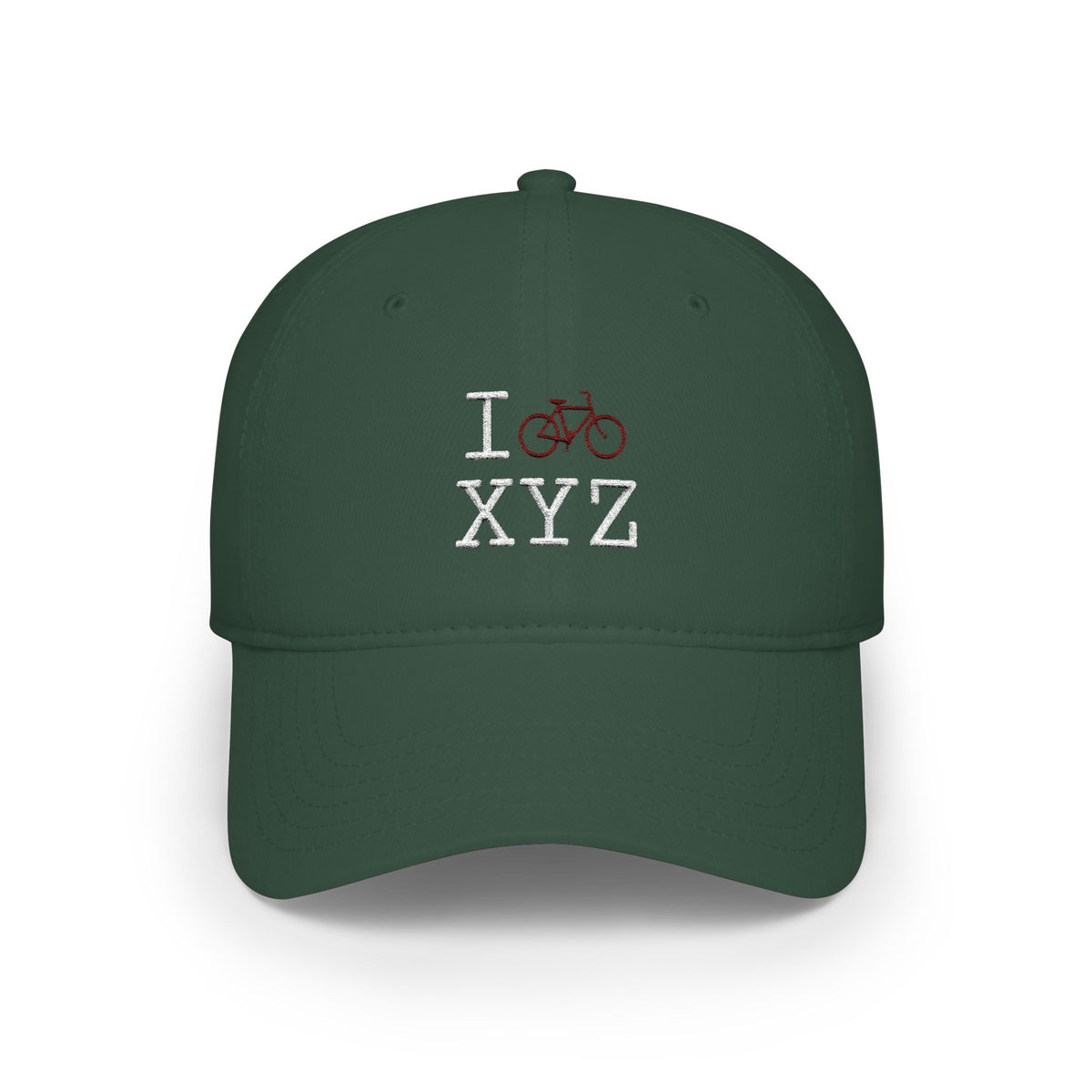 I Bike baseball cap, maroon bike