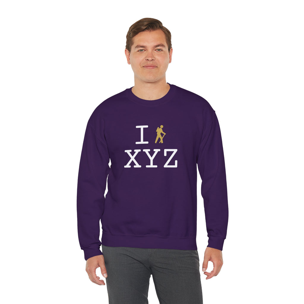 I Hike sweatshirt, gold hiker