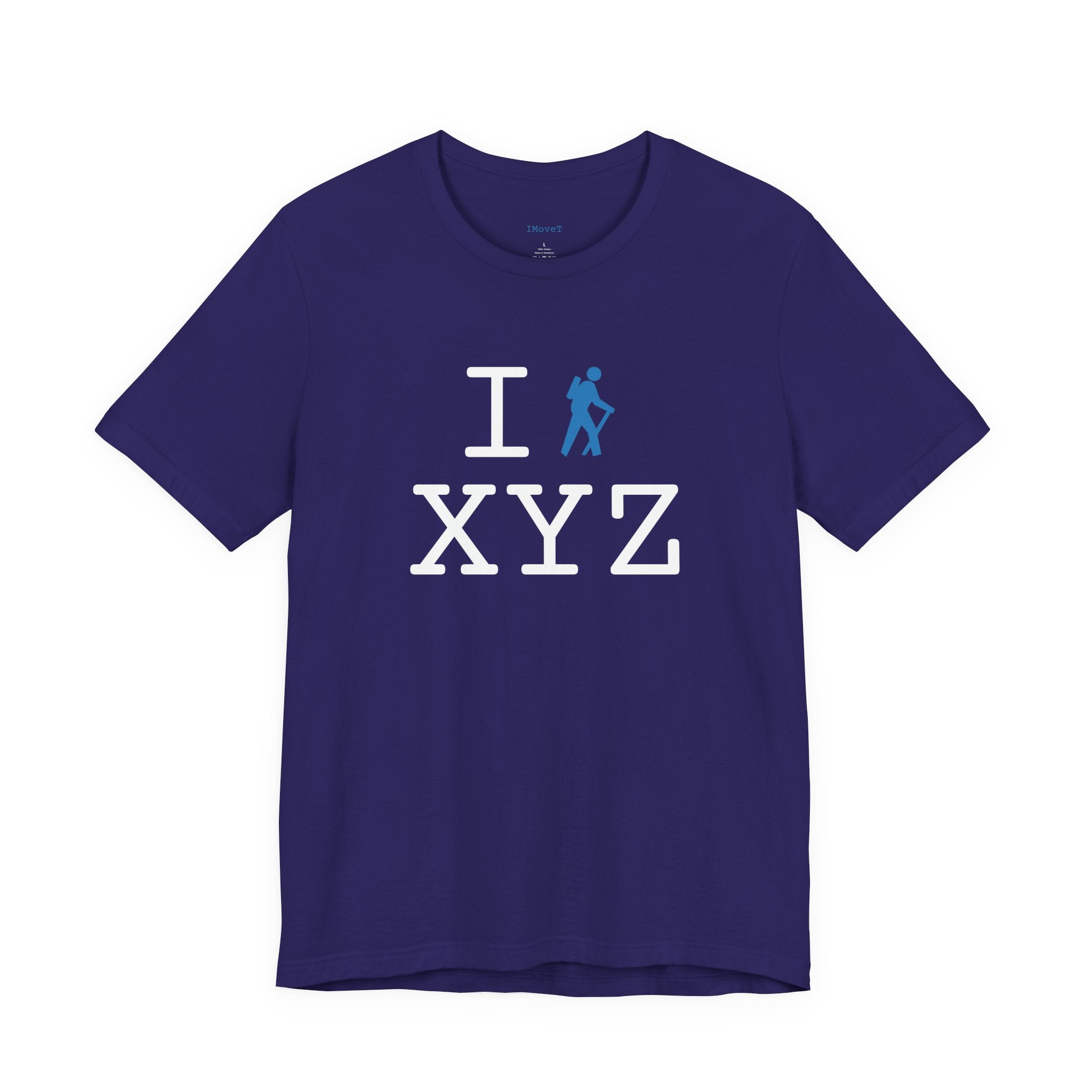 I Hike ___ unisex T, light blue hiker