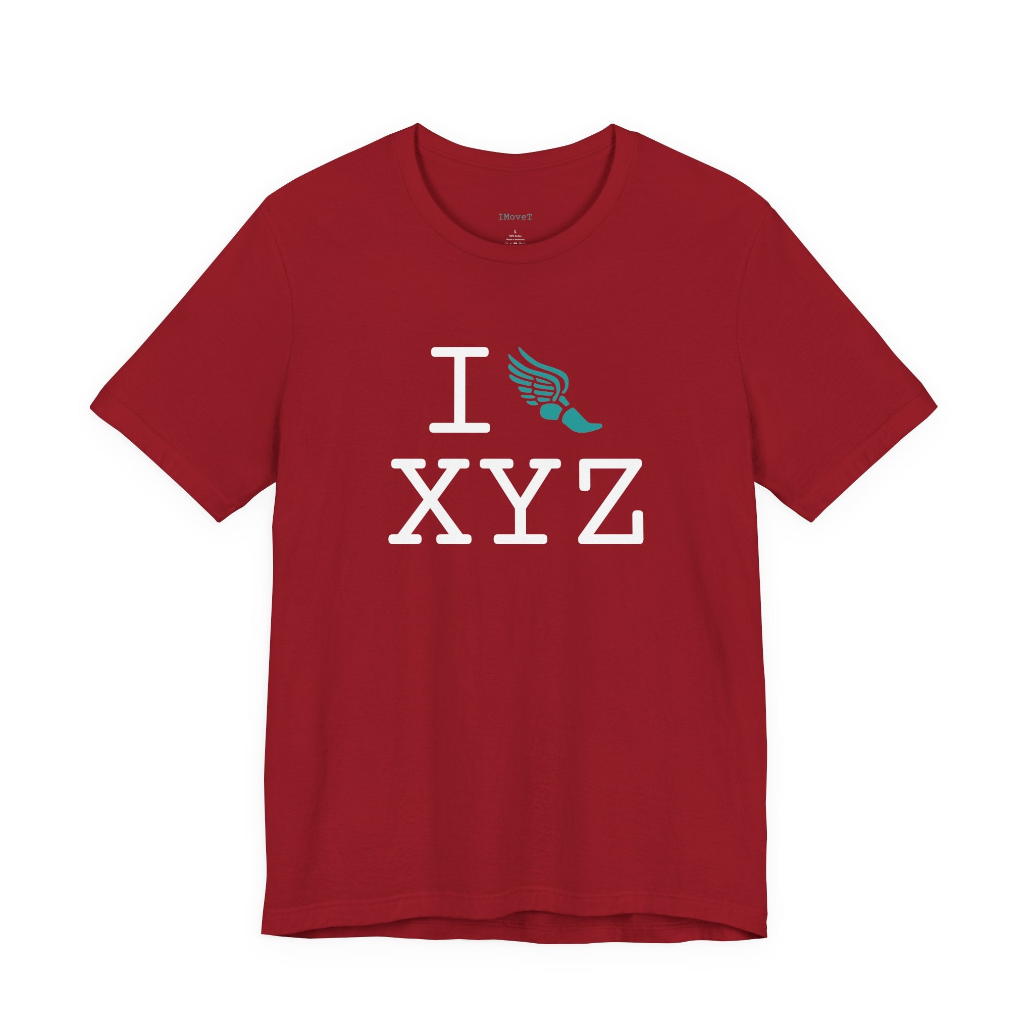 I Run ___ unisex T, teal logo