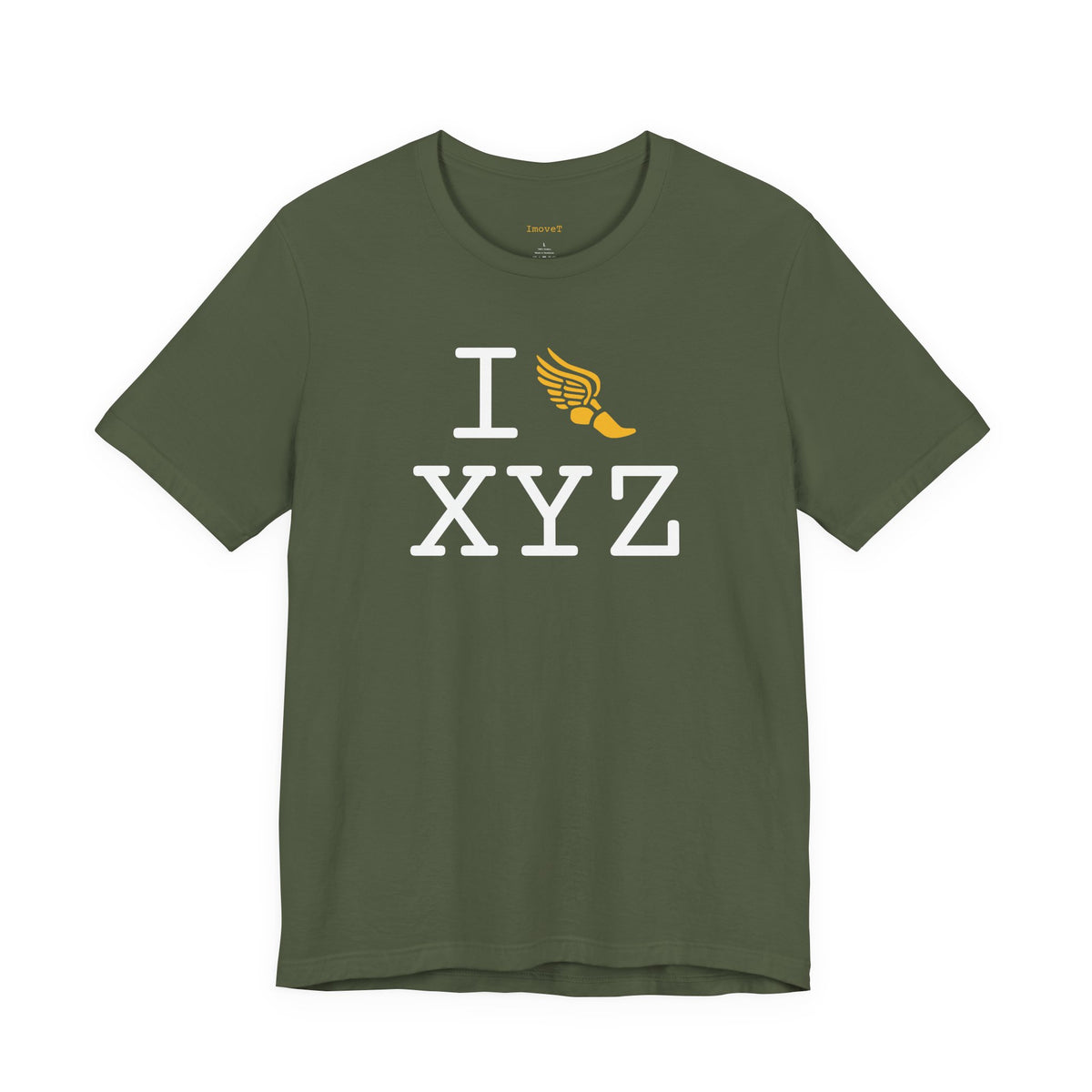 I Run unisex T, yellow logo