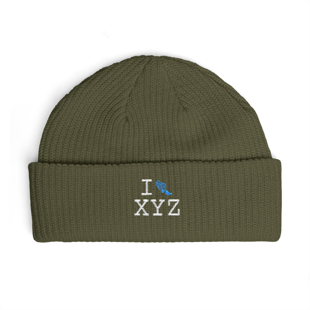 I Run beanie, light blue logo