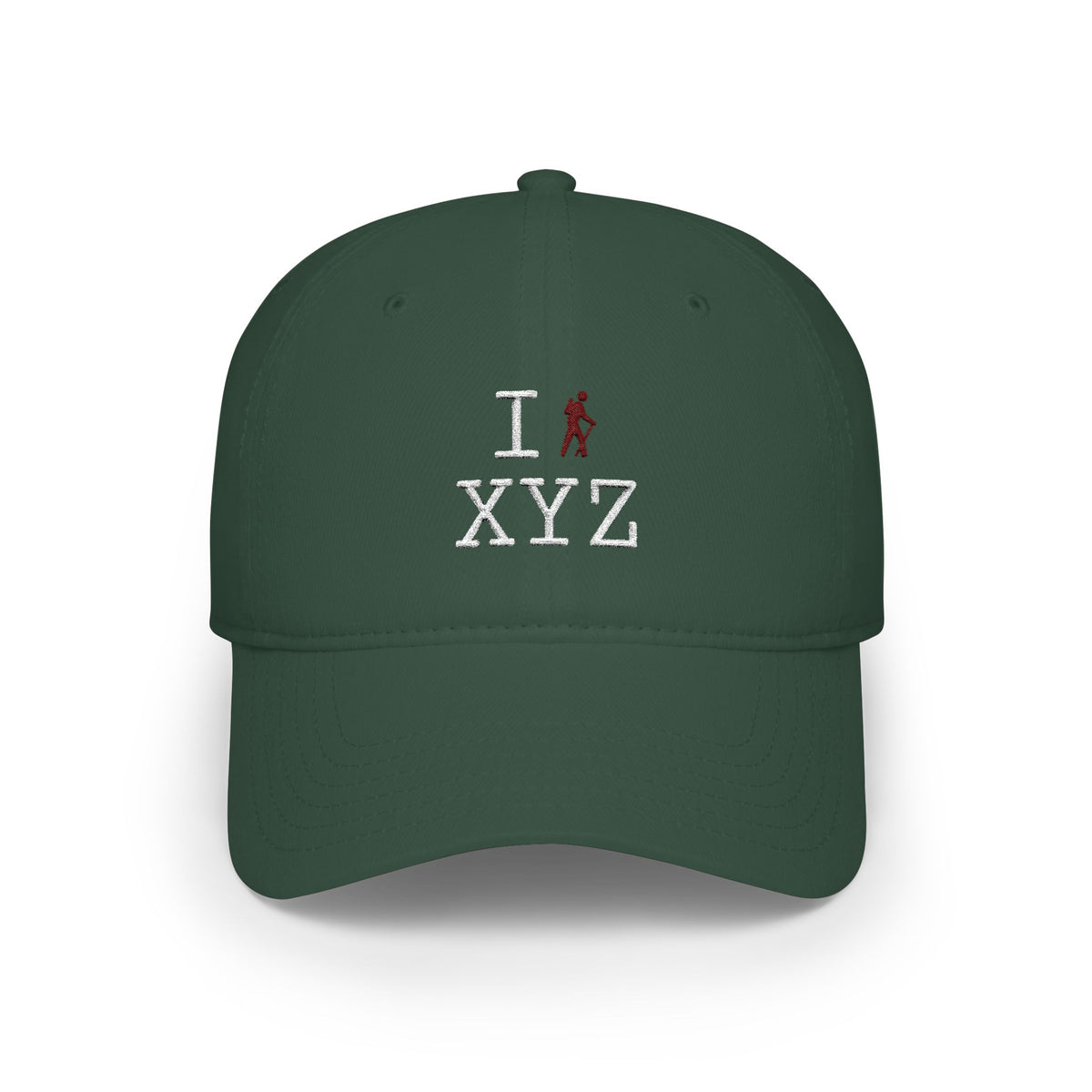 I Hike baseball cap, maroon hiker