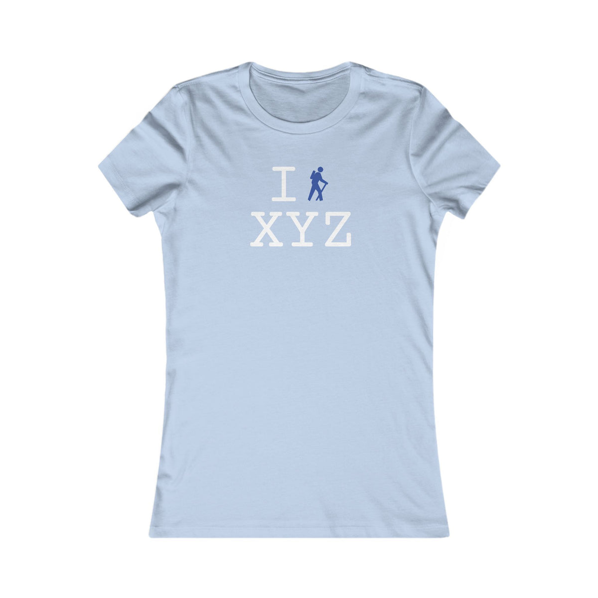 I Hike women's T, blue hiker