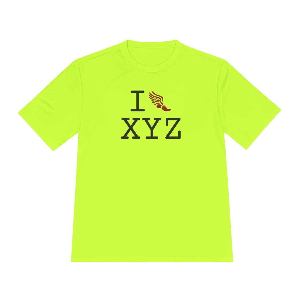 I Run athletic T, crimson logo