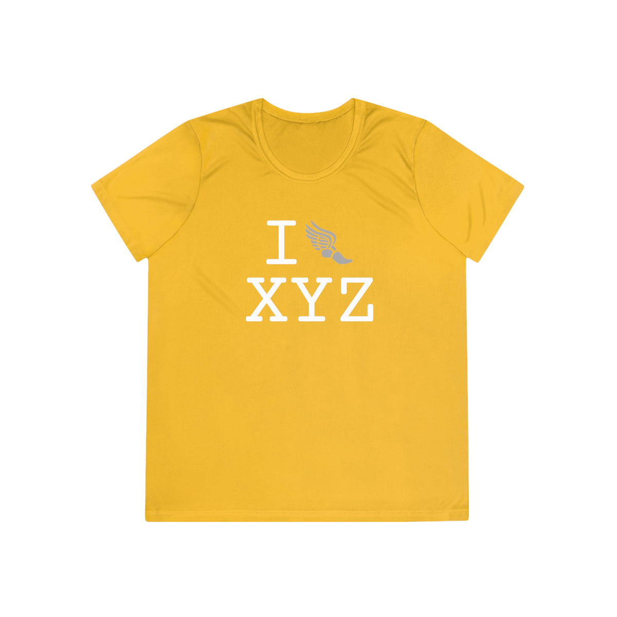 I Run women's athletic T, grey logo